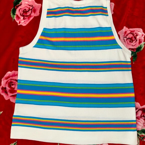 Vintage Y2K Lauren Ralph Lauren Striped Cotton Tank Top — Size L - Picture 5 of 10